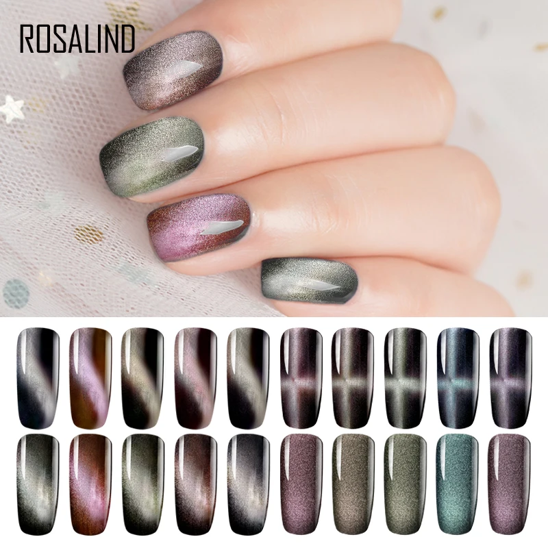 ROSALIND Гель-лак для ногтей 5D кошачьи глаза Полупостоянный лак Гибридный Магнитный