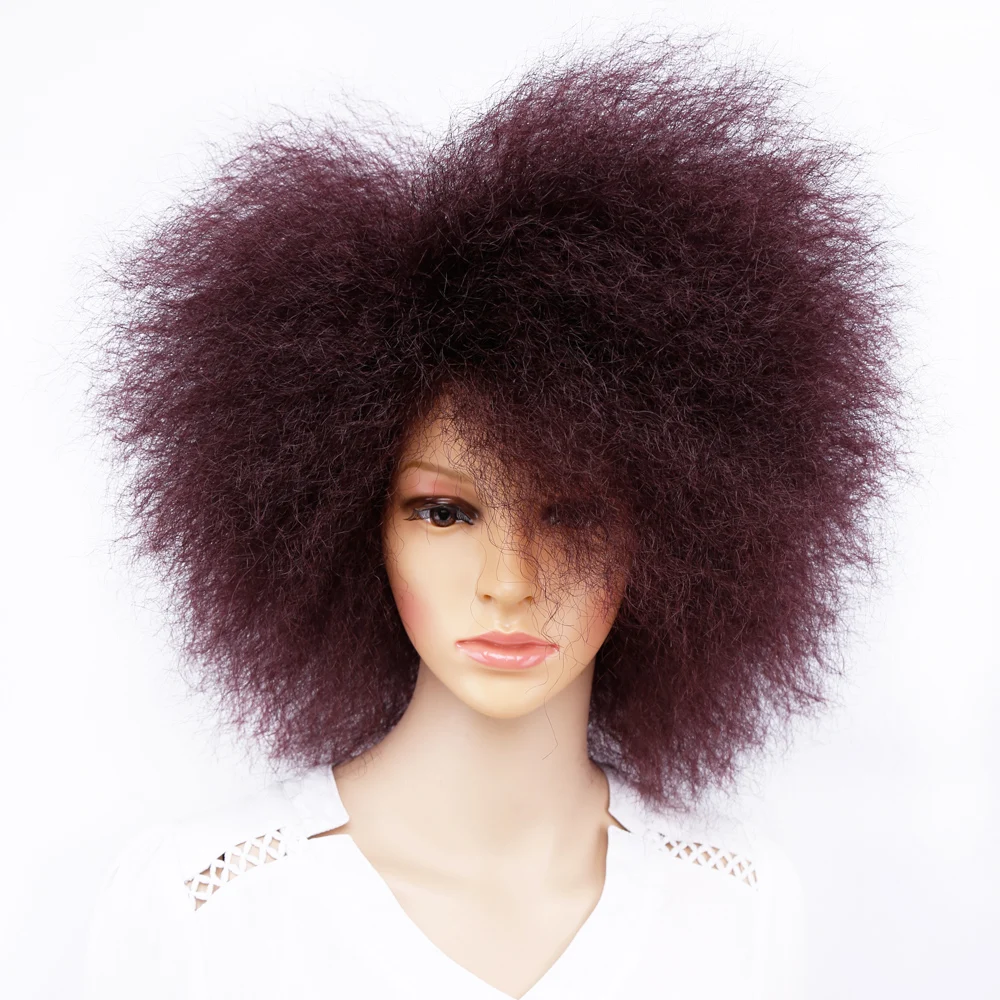 Amir Synthetic Kinky Curly Wig Short Afro Wigs Black Brown Red Color 6inch Short Wig for Women