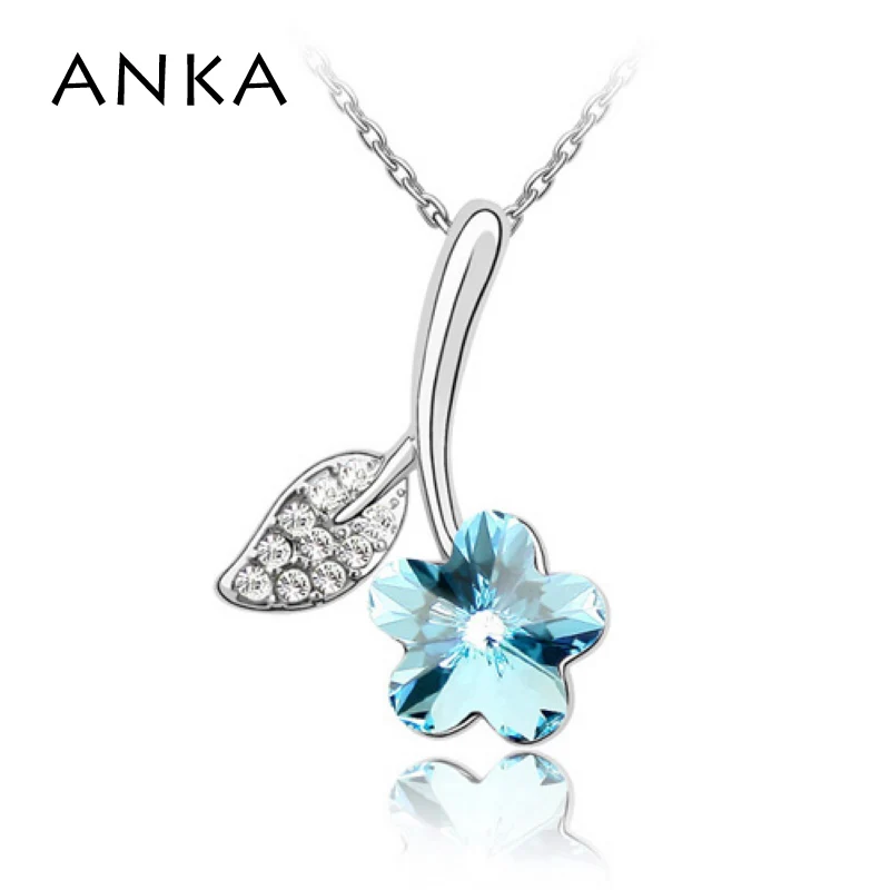 Ожерелье с подвеской из австрийского хрусталя цветными листьями и цветами