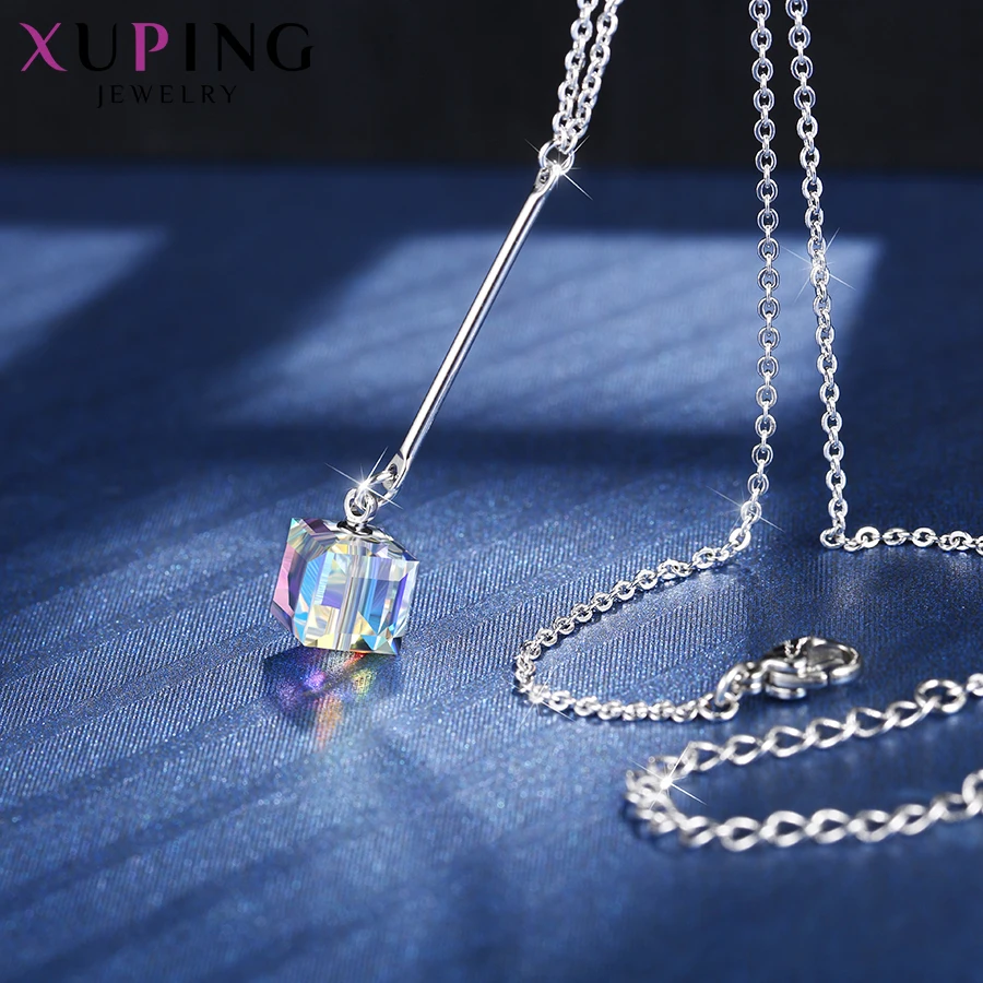 Xuping ювелирные изделия кулон квадратной формы кристаллами от Swarovski романтические ожерелья для девочек и женщин рождественские подарки M96-40179