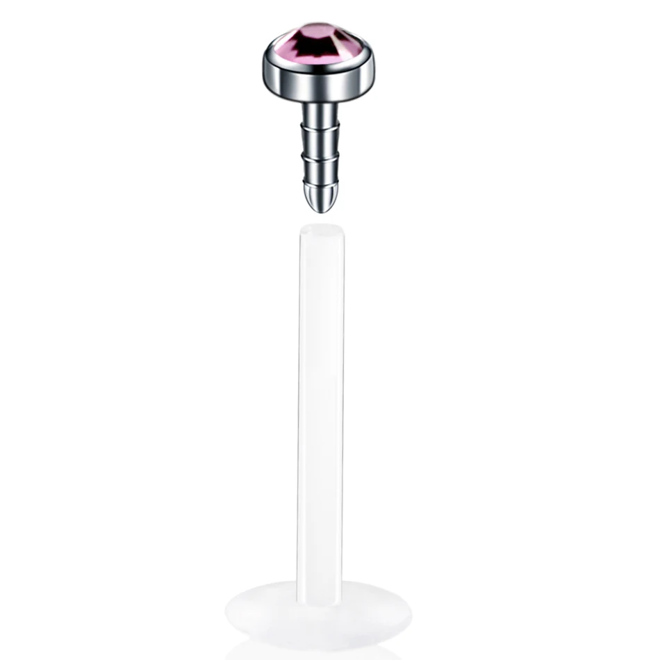 Rose 1 шт 16G G23 титановая губная серьга козелка серьги, Надеваемые На ушной хрящ Панк Cz драгоценный камень круглый Козелка, украшение для пирсинга губ Монро уха серьги, Надеваемые На Ушной Хрящ Пирсинг - Окраска металла: Rose