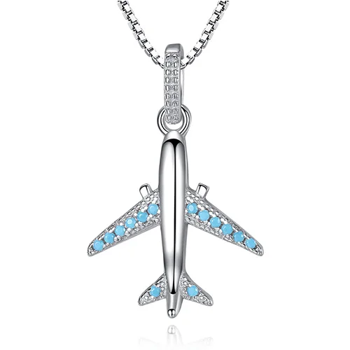 YX1YJ571 Мода 925 пробы Серебряная цепочка самолет Cubic Zirconia кулон Цепочки и ожерелья модные украшения, с кристаллами Цепочки и ожерелья s для Для женщин - Окраска металла: YX1YJ571