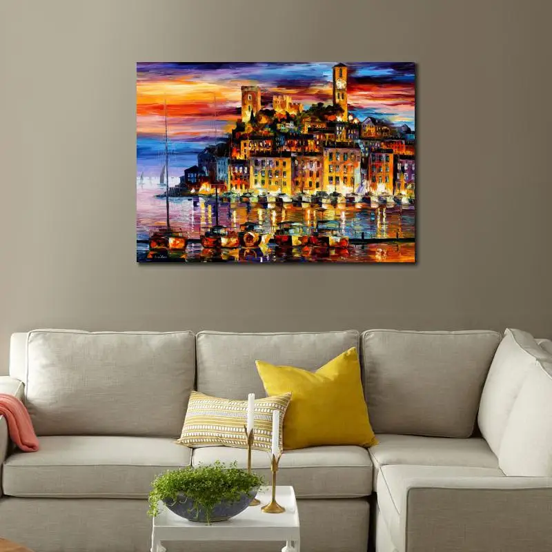 Текстурированный холст ручной работы картина морской пейзаж канны Франция