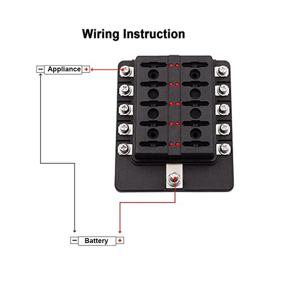 12V /32V Plastic Cover Fuse Box Holder M5 Stud With LED Indicator Light 12 Ways Blade for Auto Car Boat Marine Truck | Автомобили и