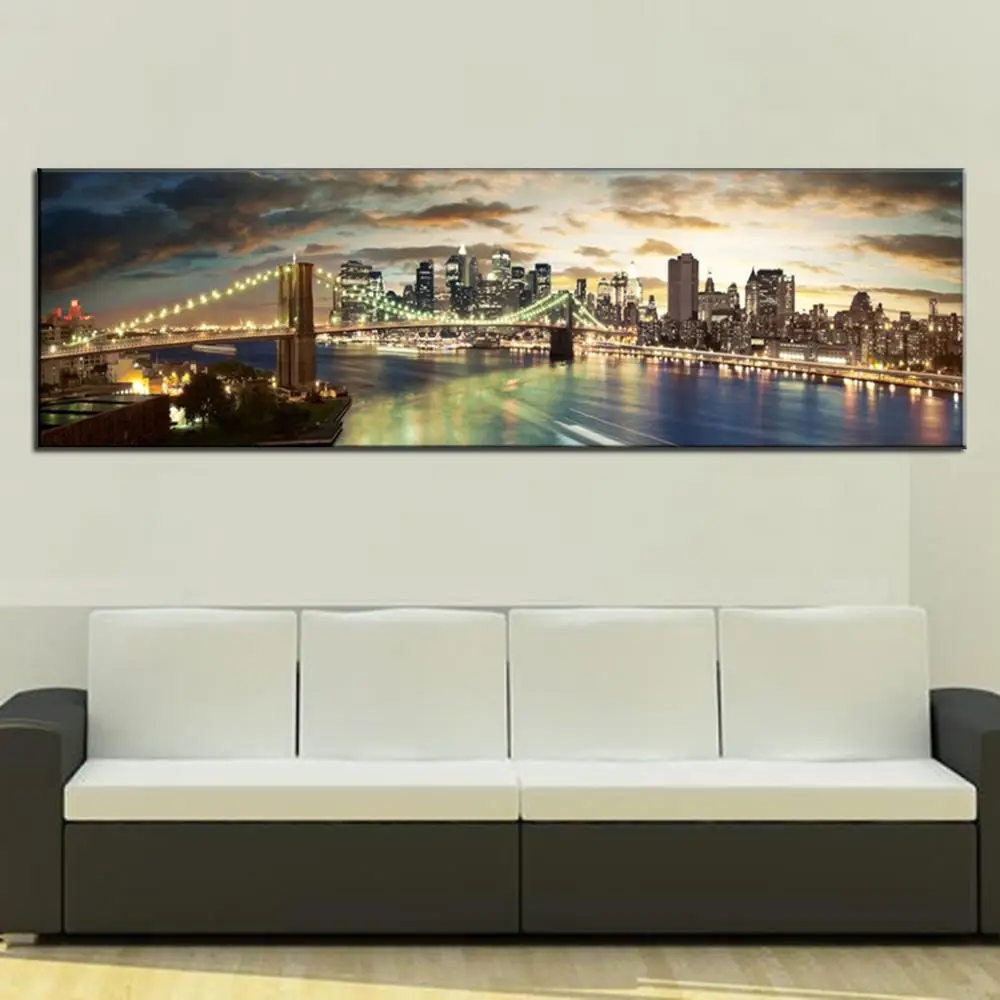 Super Large 1 PCS Wall Picture Single Living Room Decorative Canvas Painting The Brooklyn Bridge | Дом и сад