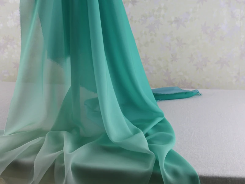 Зеленый Омбре шифон материал свадебное платье текстиль Tecido|chiffon material|chiffon tecidoombre
