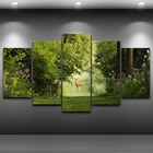 Картина на холсте с рамкой, настенный постер с природным ландшафтом, 5 шт., модульные картины HD с оленем для гостиной, домашний декор