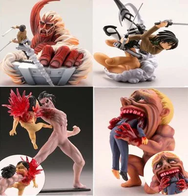 4pcs/ set Q version 7-10CM Anime Figure Attack on Titan Levi Ackerman Mikasa PVC Action Collectible Model | Игрушки и хобби