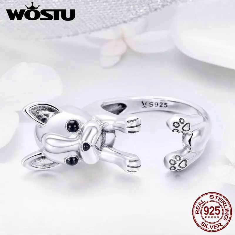Женские кольца с эмалью WOSTU из 100% стерлингового серебра 925 пробы французским