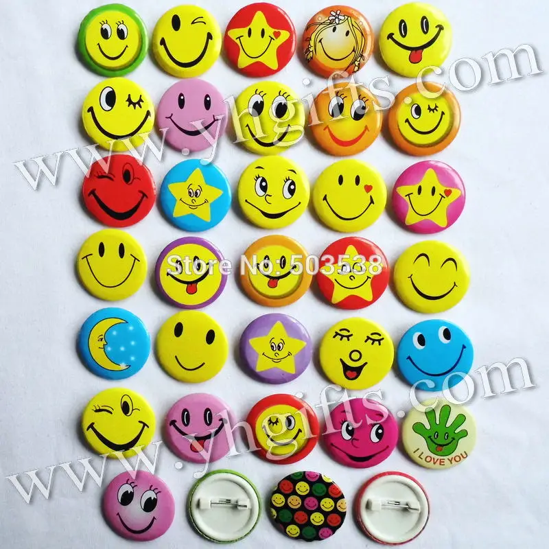 200 шт./лот 3 см (1 2 дюйма) Микс smile face броши булавки для ткани Логотип детского сада