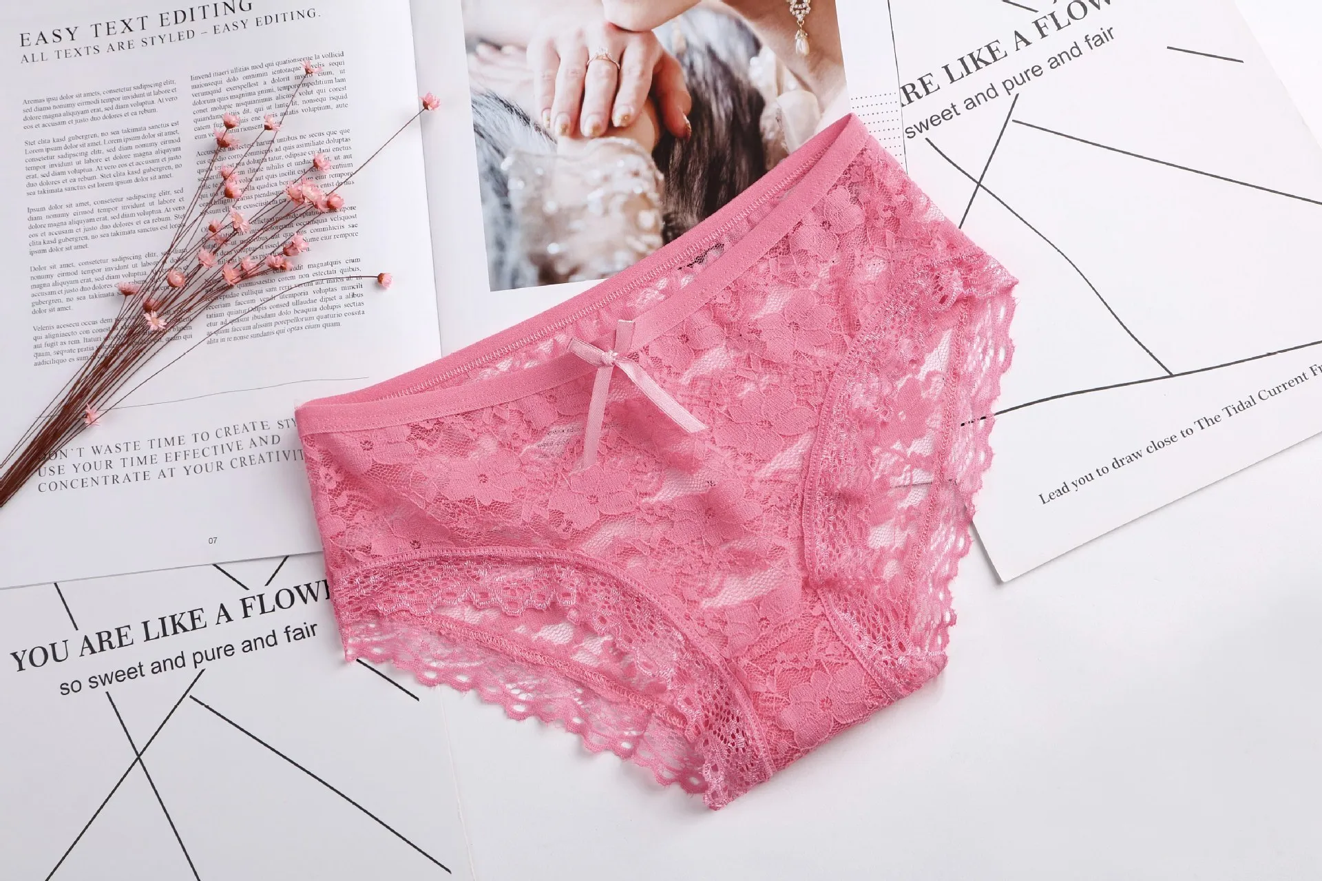 Briefs for Women Lace Cotton Sexy Lingerie Panties Girls Underwear Solid Color Bow Tie Underpants Ladies Panty Calcinha