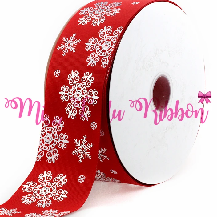 3 &quot75 мм Снежинка чернил печати и голограмма серебро с Фольга Grosgrain ленты DIY