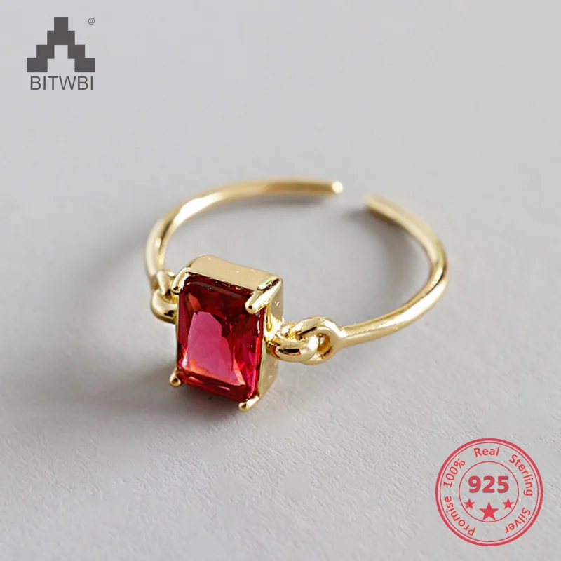 Ювелирные изделия из стерлингового серебра 925 пробы красные квадратные