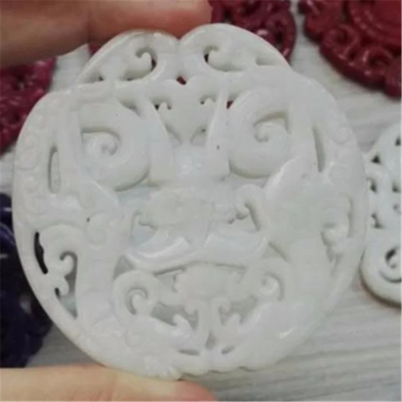 Charms Traditional Asia Ancient Vintage Sculpture Carving Art Pattern White Semi Precious Stone Pendant For Necklace DIY Jewelry | Украшения
