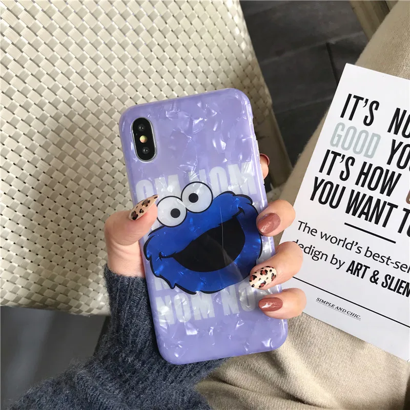 JAMULAR Cartoon Sesame Street Case Cover For iPhone XS MAX XR X 8 6 6s Plus Bling Conch Shell Phone Coque 7 Soft Capa |