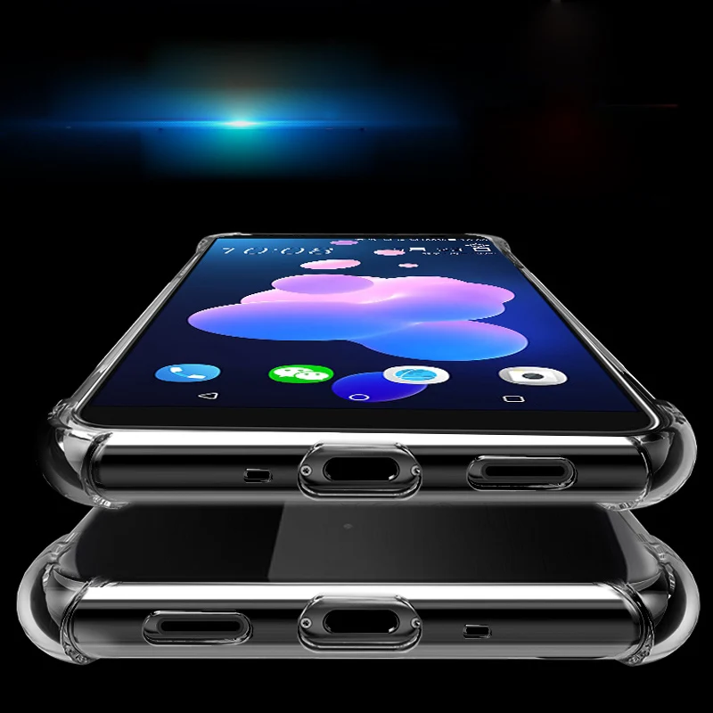2 шт. для HTC U12 Plus + чехол противоударный защитный мягкий прозрачная задняя крышка