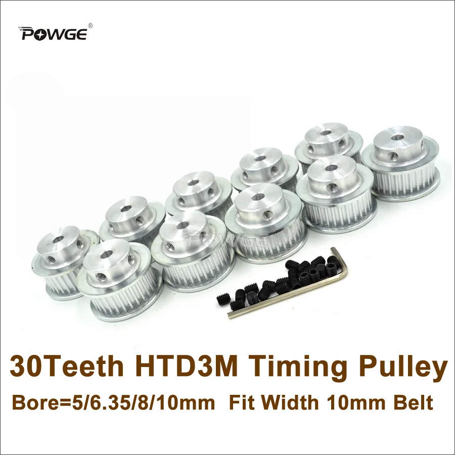 POWGE 50 шт. 30 зубцов 3 м зубчатый шкив Диаметр 5/6. 35/8/10 мм подходящая ширина 10 HTD ремень