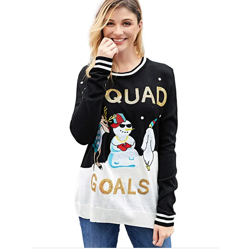 New Sweater Winter Snowman Christmas Jumper Women Sweaters Pullover Long Sleeve Casual Loose Knitted Pull Femme Hiver | Женская одежда