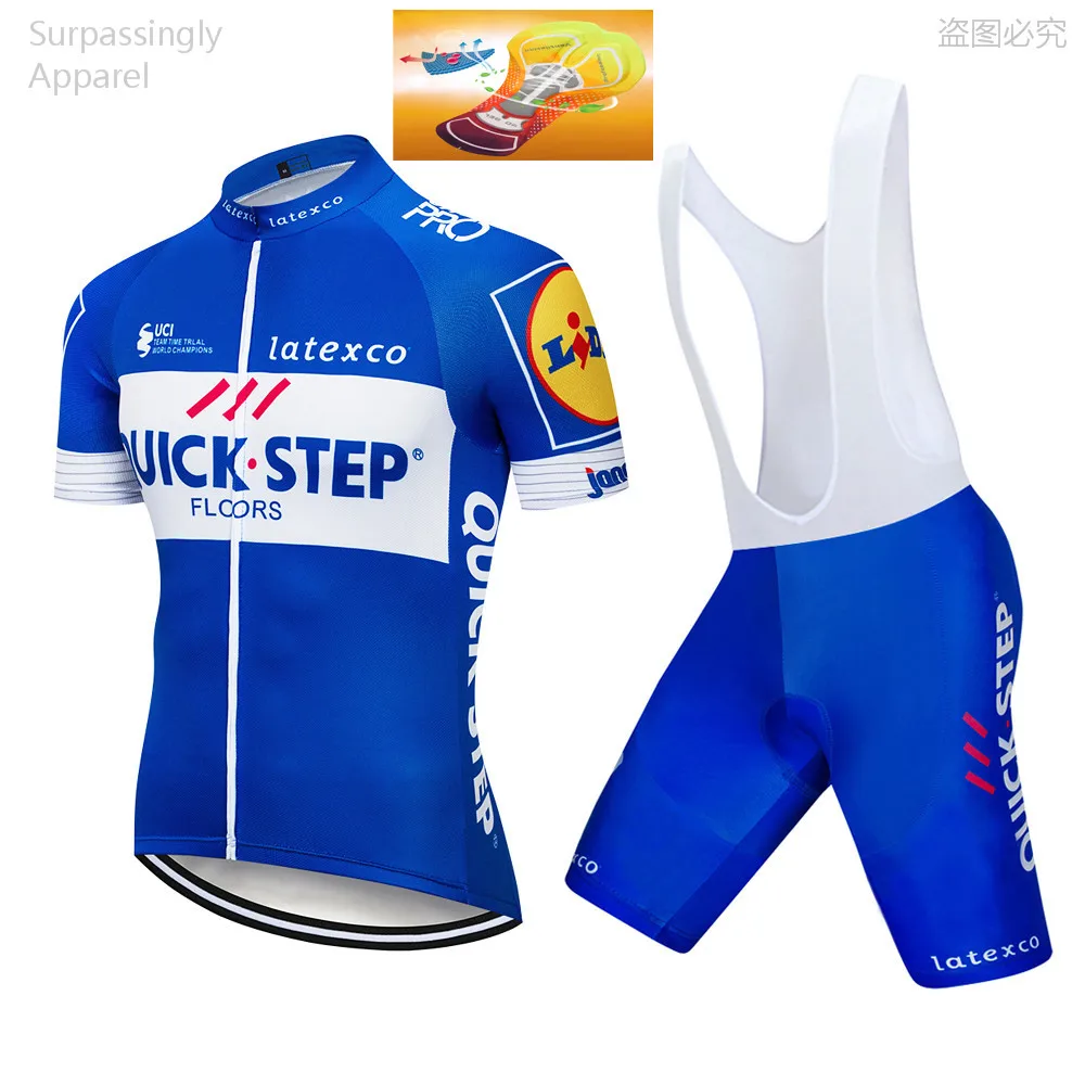 Комплект из джерси и велосипедных шортов для команды Tour Team QUICK STEP Pro