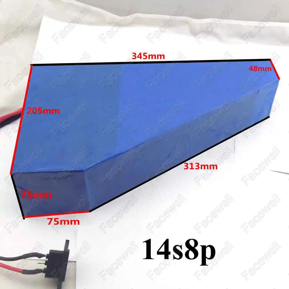 GTK 51 8 V 25AH литиевая треугольная батарея 52V 25ah li ion 18650 BMS 14S для 48v 2000W электрического
