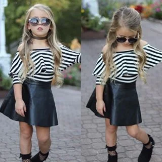 Toddler Kid Baby Girls Solid Color Off Shoulder Long Sleeve Fashion Romper Jumpsuit Outfits Set Clothes Hot Sale