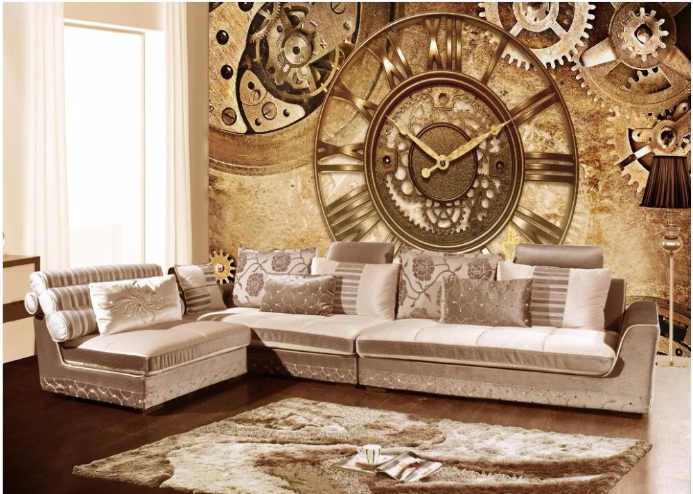 Фотообои 3d на заказ настенные Ретро фоны с изображением часов для украшения дома