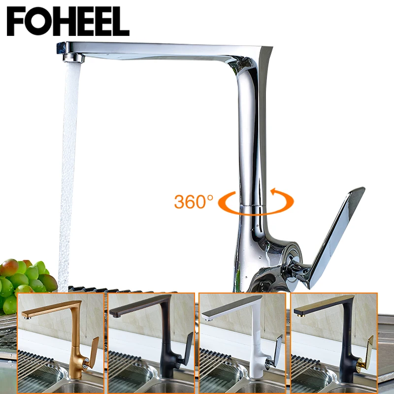 Кухонный Смеситель FOHEEL античная латунь хромированный белый черный одна ручка