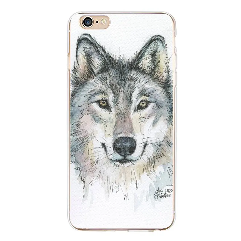 Tree Soft Clear TPU Phone Case For iPhone 4/4s 5 5s 6 6plus 7 8plus x Silicone Wolf Horse Moon Cover Free Shipping | Мобильные