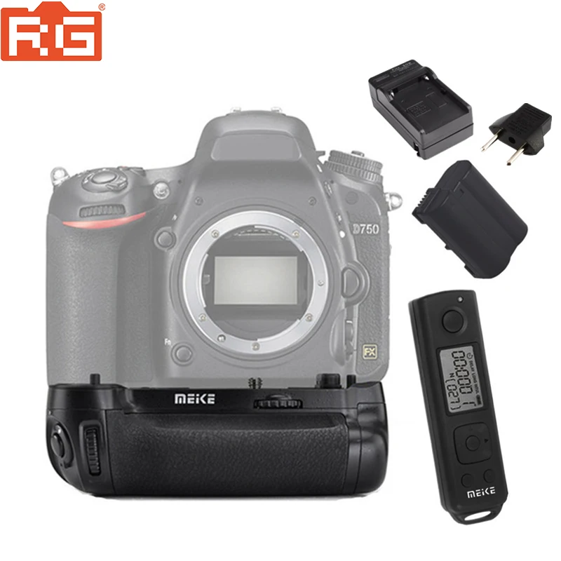 Ручка для аккумулятора Meike встроенная беспроводная Батарейная ручка 2 4g Nikon D750 в