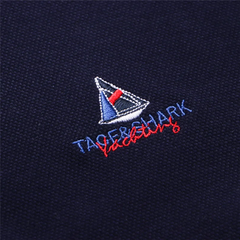 Мужская хлопковая рубашка поло TACE & SHARK повседневная приталенная с вышивкой