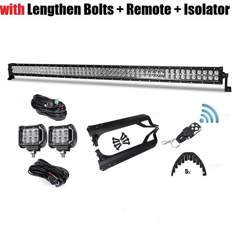 Remote Bolt Isolator 288 Вт 50 дюймов внедорожный 5D светодиодный светильник бар комбо+ " 18 Вт бар светодиодный Монтажный кронштейн для Jeep Wrangler TJ 97-06 джип лобовое стекло светильник - Цвет: Remote Bolt Isolator