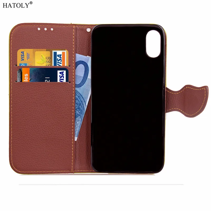 Чехол книжка HATOLY для Apple iPhone X XS кожаный чехол бумажник подставка Мягкая