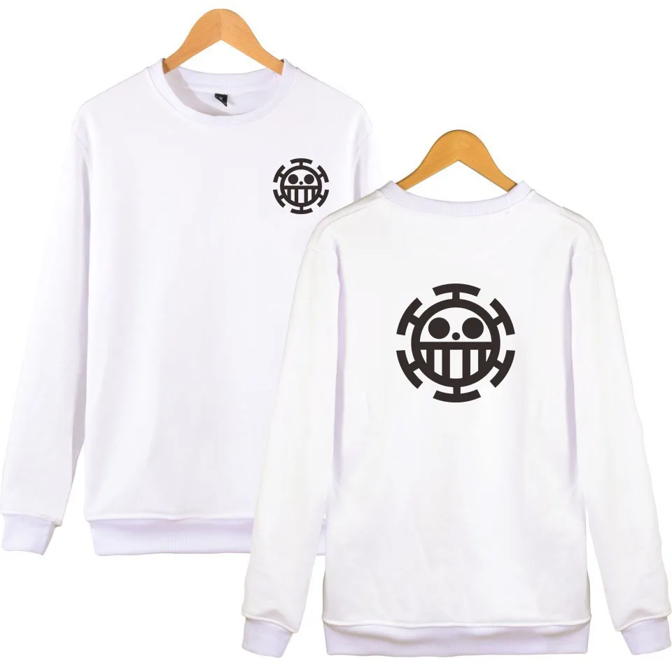 Япония Аниме одна деталь Trafalgar Law монолитный Свитшот мужские толстовки высокого качества Moleton Masculino хип хоп брендовая одежда - Цвет: Белый
