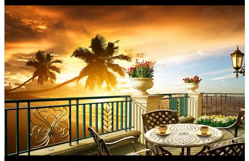 Бесплатная доставка новинка 2015 нетканые обои на заказ Летний Пляжный Пейзаж