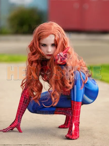 Высококачественный костюм Мэри Джейн MJ Spider Girl Детский супергероя из лайкры
