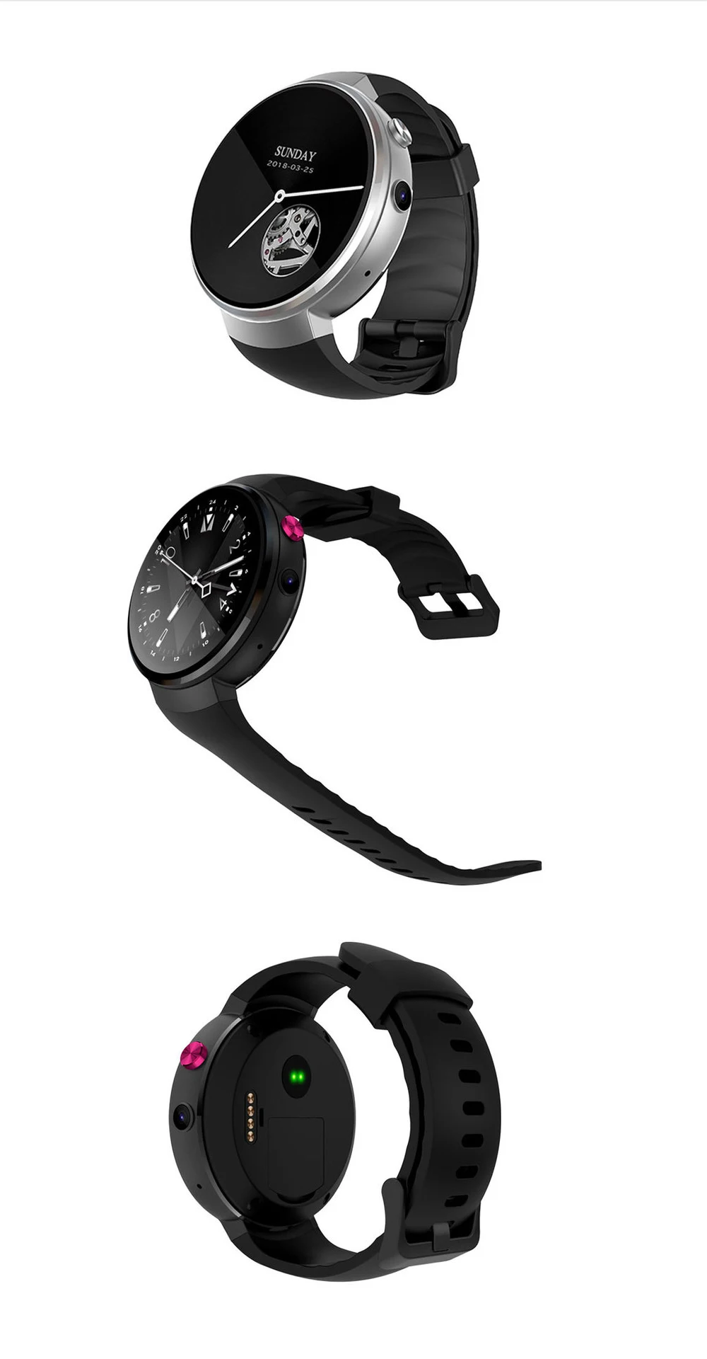 LEM7 1+ 16g памяти 4g Android 7.1.1 мужские спортивные цифровые наручные часы черный силиконовый монитор сердечного ритма внешний аккумулятор 1,39 дюймов экран