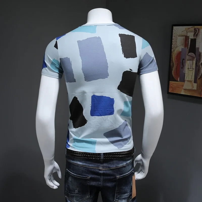 Grometric принт мужские футболки повседневные с круглым вырезом короткий рукав