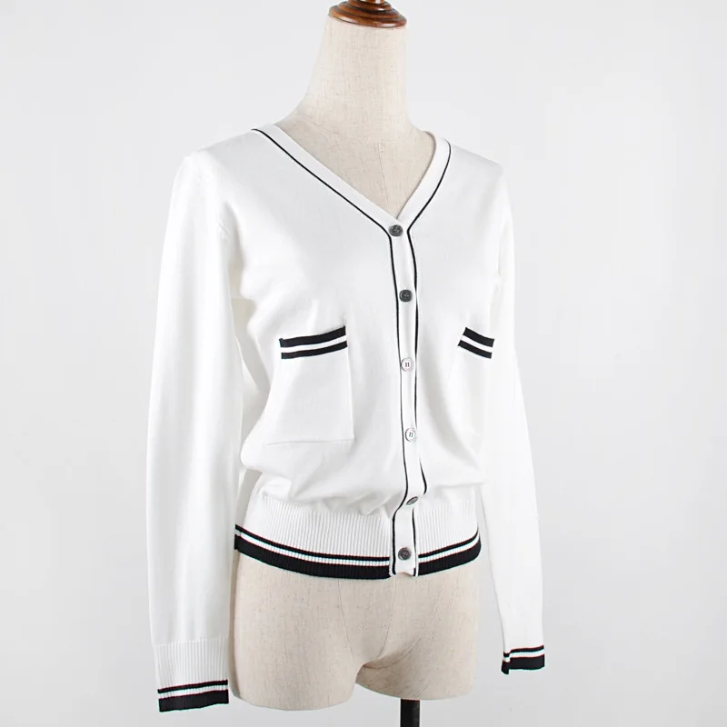 BYGOUBY 2019 Women Sweater Long Sleeve Cardigans With Pocket Loose Big Yards Joker Casual Sweaters Coat Striped Stitching Top |