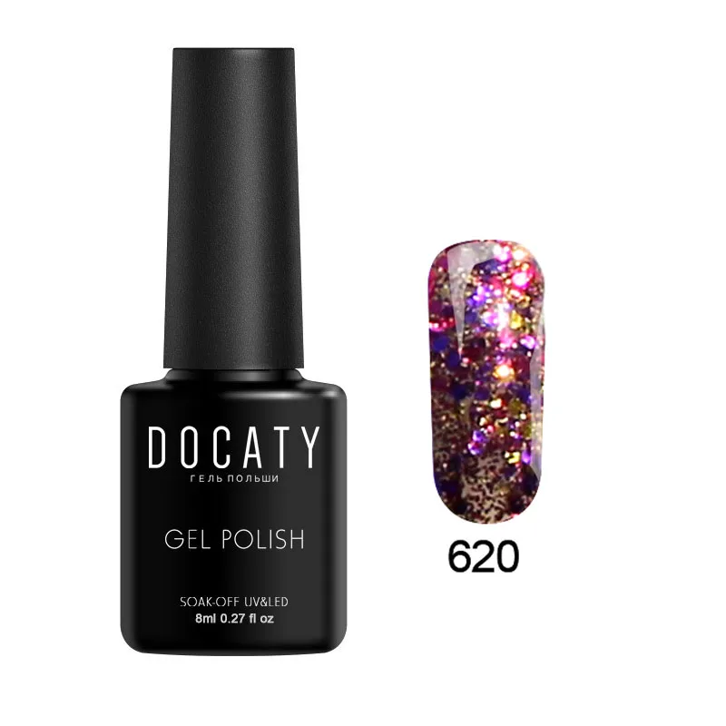 Docaty 20 разноцветный Гель лак для ногтей Алмазный Сияющий УФ светодиодный гель