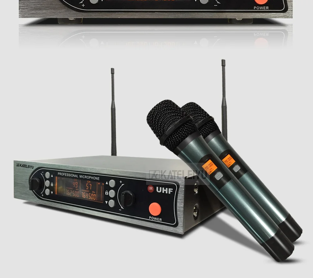 Профессиональный UHF беспроводной микрофон системы двойной ручной микрофон с приемником для караоке ktv конференции пение