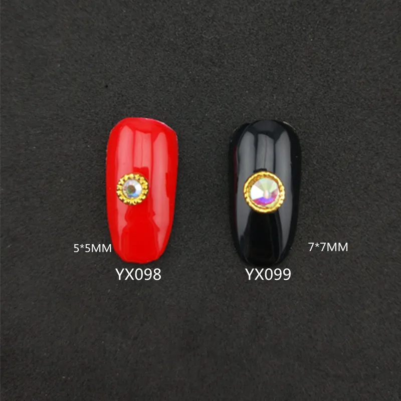 10 шт./компл. Золотые круглые с со стразами AB внутри красоты ногтей украшения для