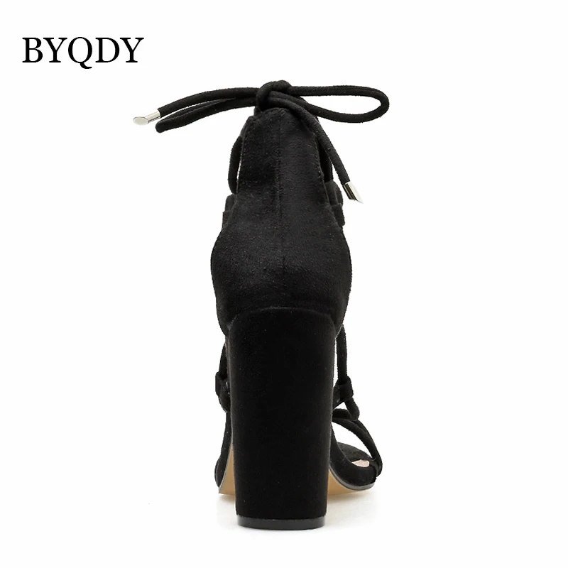 BYQDY/модные летние женские босоножки из флока с ремешком на щиколотке вечерние