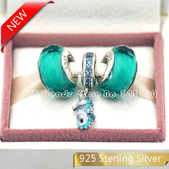 Новый 100% серебро 925 тропический морской конек подвеска и грановитая муранского