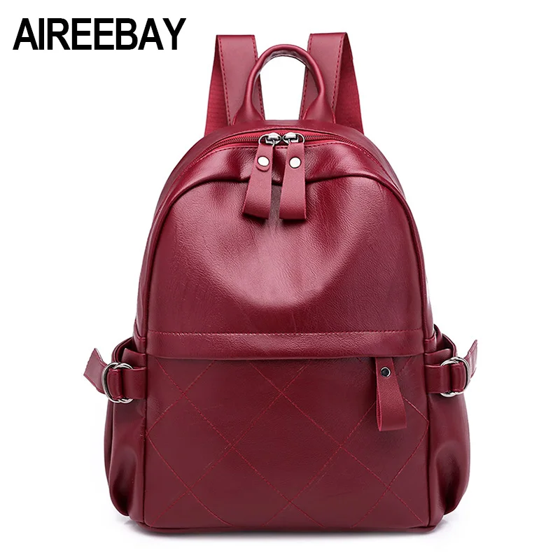 AIREEBAY 2018 Новый корейский стиль женский кожаный рюкзак Дизайнерский Модный Рюкзак