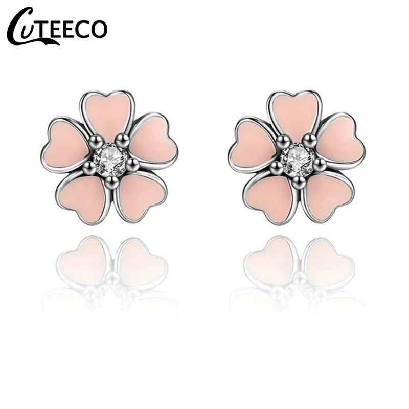 Простые женские серьги-гвоздики CUTEECO в виде розового цветка фирменные серьги