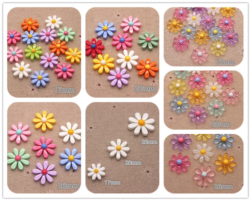 

Hot sell 17mm/20mm/26mm Mix Colors Resin Daisy Flowers Flatback Cabochon DIY Hair Bow Center Craft Scrapbooking