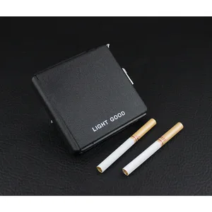 (20 сигарет) Матовый многофункциональный чехол для сигарет, модная Беспламенное ветрозащитное надувная газовая зажигалка, коробка для сигарет, подарок для мужчин