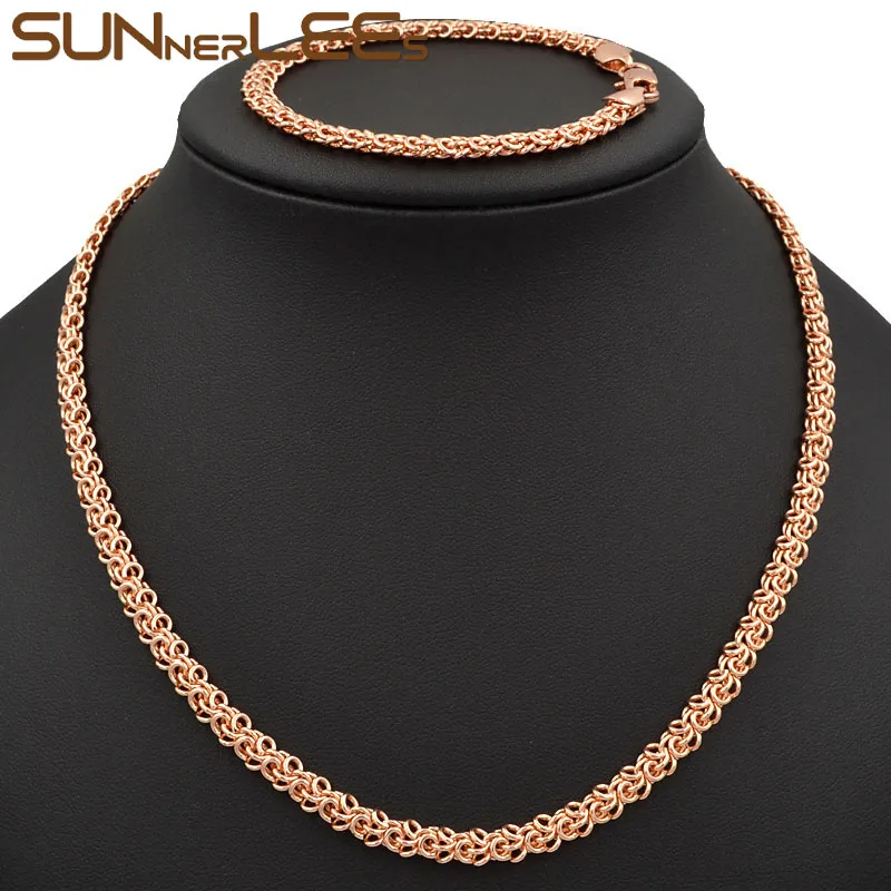 SUNNERLEES модные ювелирные изделия цвет белый розовое золото ожерелье браслет набор