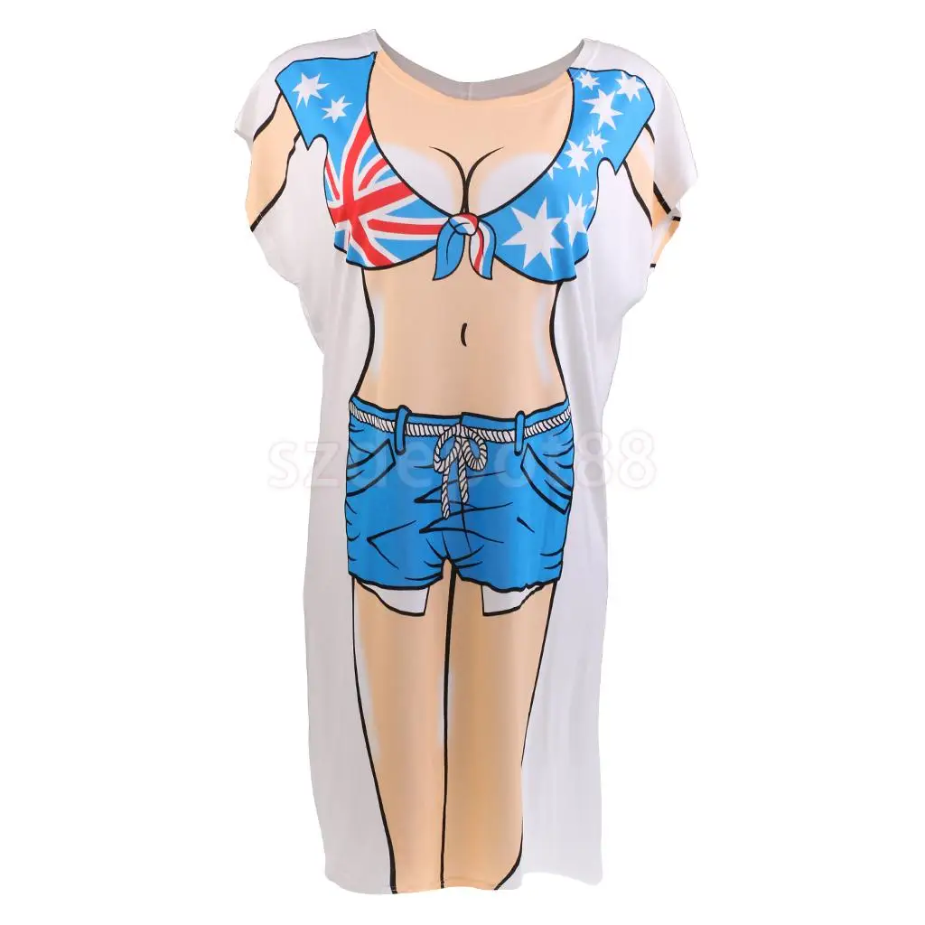

Funny Bikini Printed Woman Dress Beach Party Cover-Up T-Shirt Swimwear Pajamas Fancy Dress