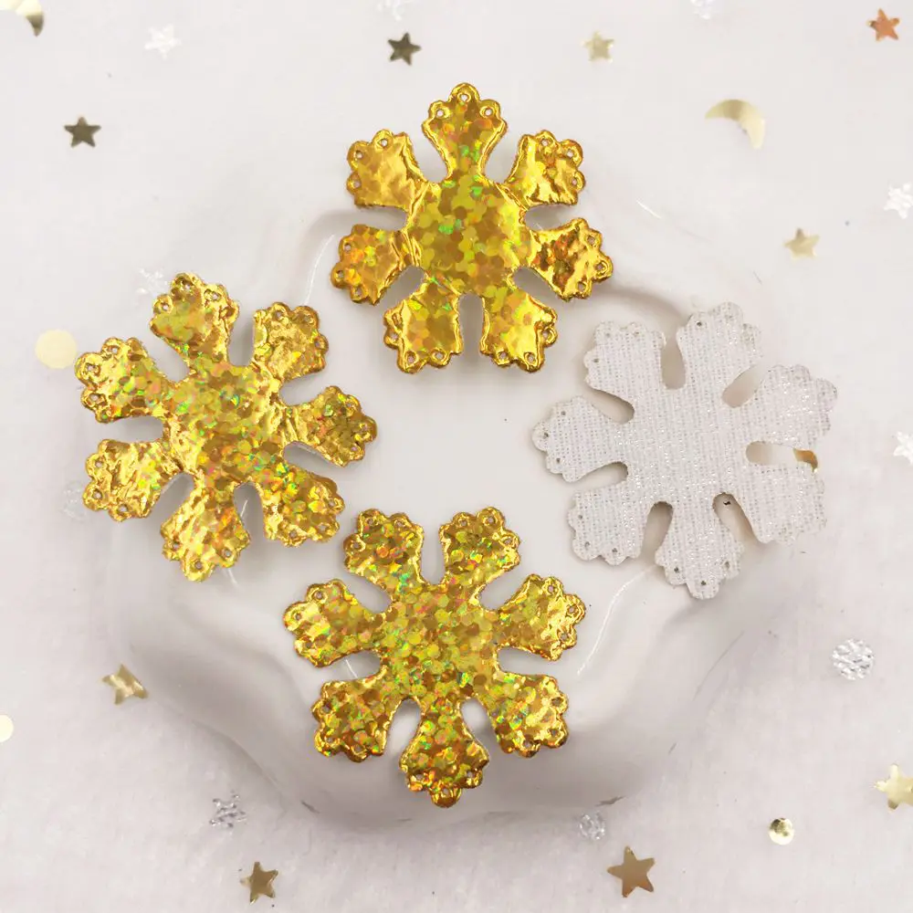 Блестящие разноцветные тканевые аппликации в виде снежинок свадебные нашивки